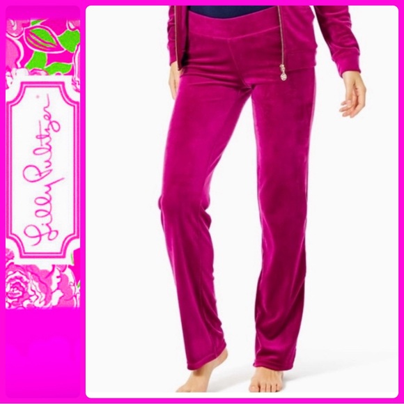 Lilly Pulitzer Pants - Lilly Pulitzer Dorsey Velour Plumeria Pink Pants